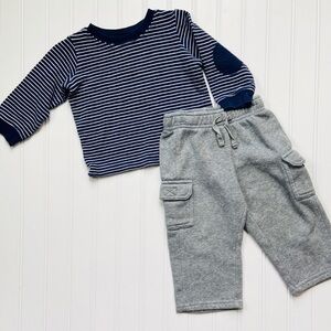 Knit top/fleece pant set